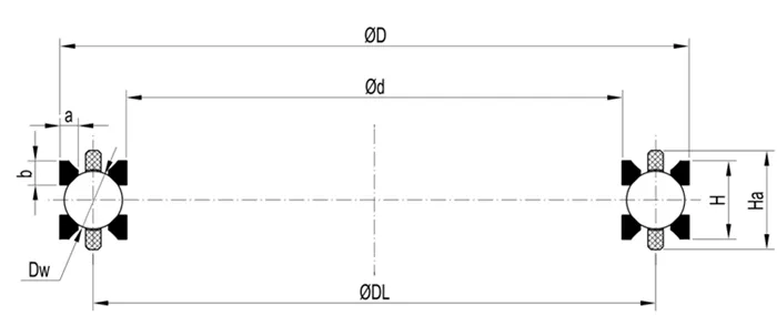 WBM異形鋼絲四點(diǎn)球結(jié)構(gòu)系列（雙面滾道）結(jié)構(gòu)圖